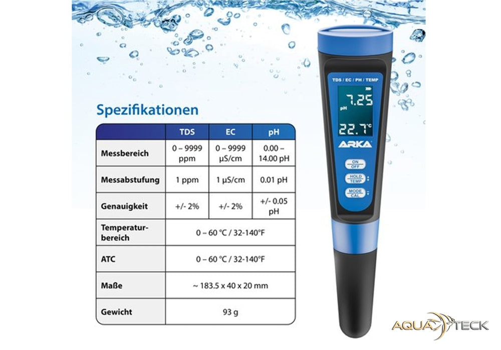 ARKA myAQUA pH/TDS/EC Messgerät aqua-teck